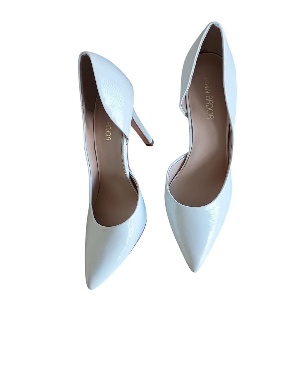 Jenn Ardor White Patent Pointed-Toe Stiletto Pumps 6.5